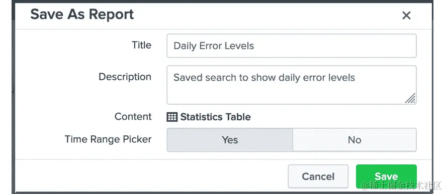 图 14.43：在您的 Splunk 应用程序中创建保存的报告