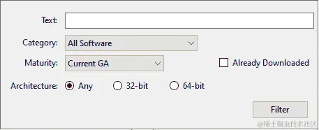 按文本、类别、成熟度、已下载和架构筛选。