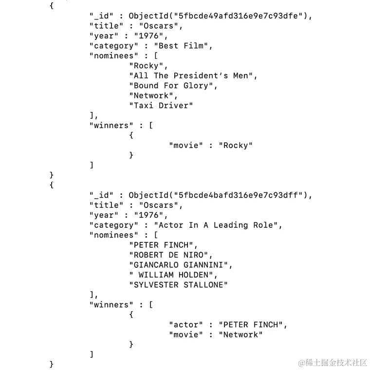 图 1.39：来自奖项集合的文档