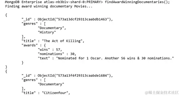 图 7.22：获奖纪录片清单（为简洁起见截断）
