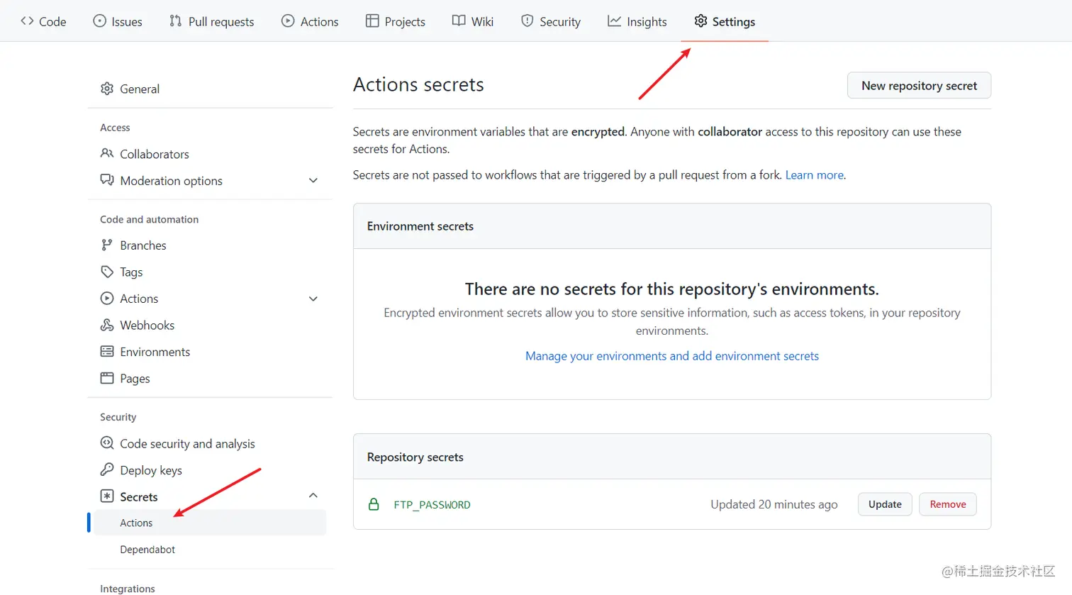 Secrets of GitHub actions