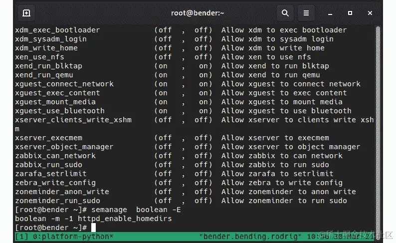 图 10.10 – 使用 semanage 管理布尔值
