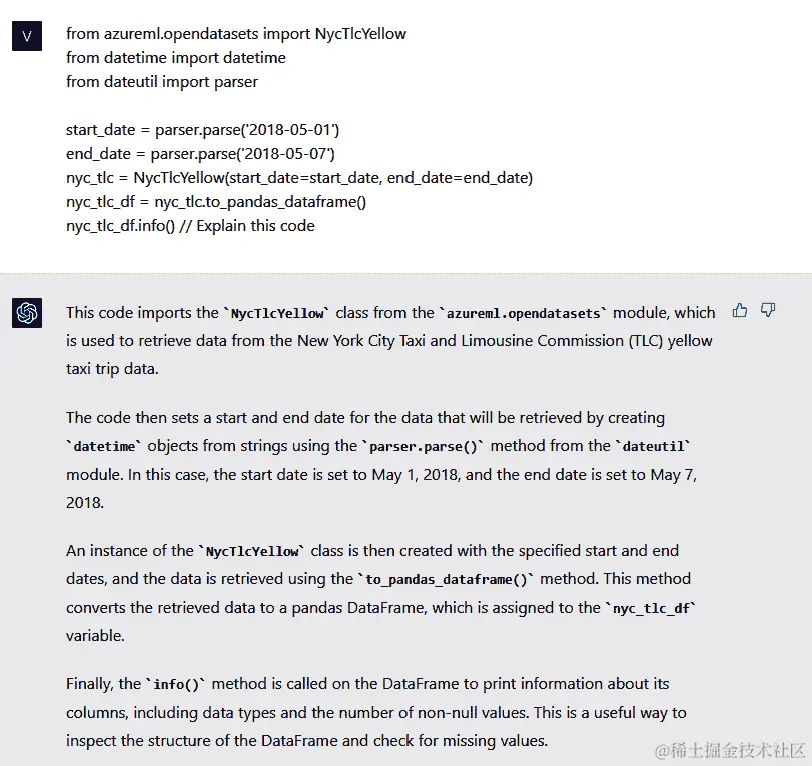 图 6.16 – ChatGPT 解释 Python 脚本的示例