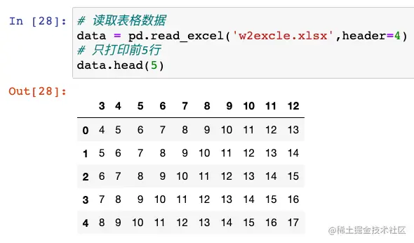 指定某行为起始行