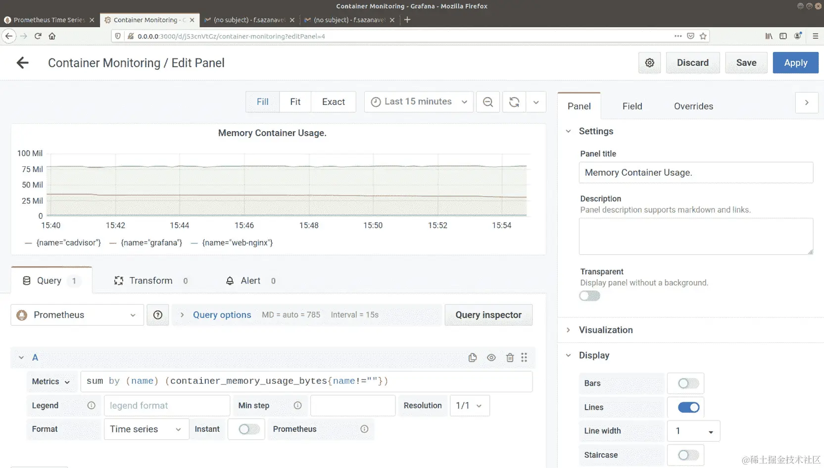 图 13.27：向容器监控仪表板添加新面板
