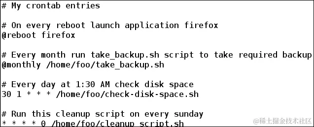 编辑 crontab 条目