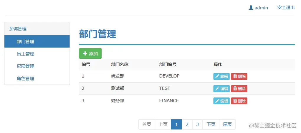 部门模块管理功能