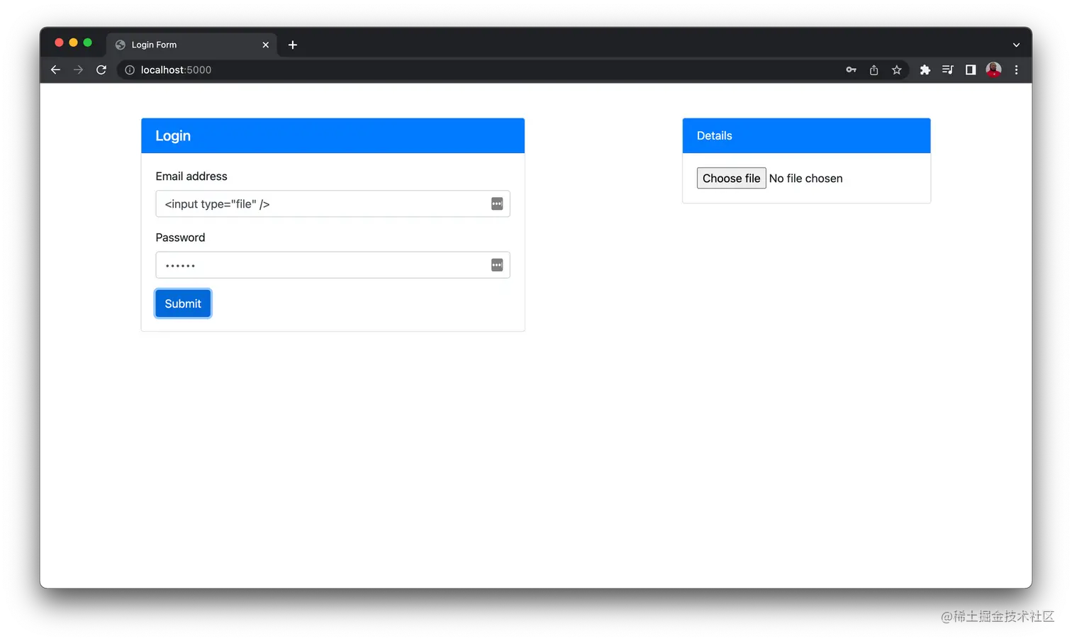 Attacked page - demo app