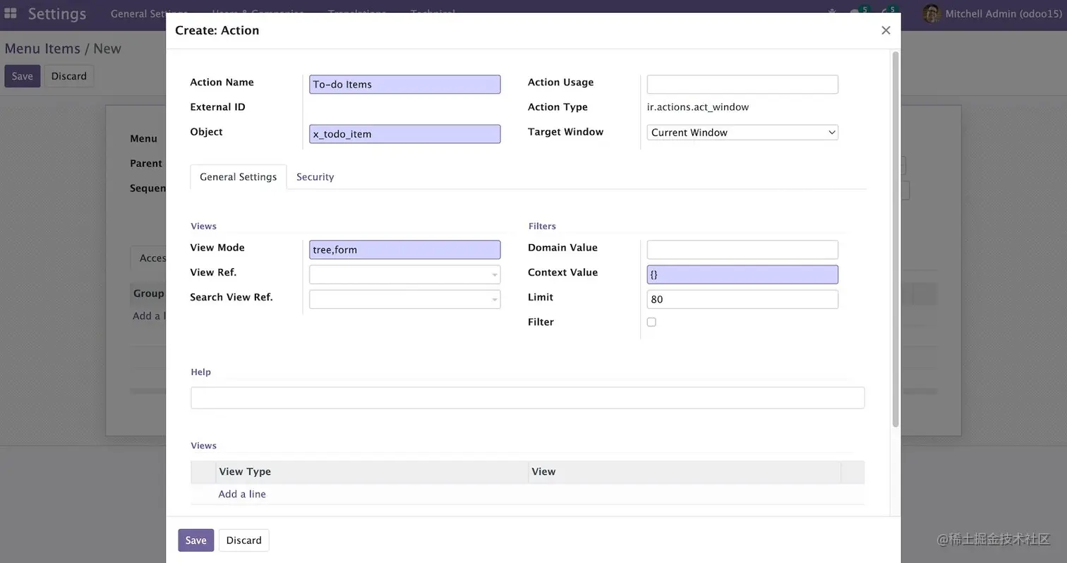 图1.15 – Create: Action表单