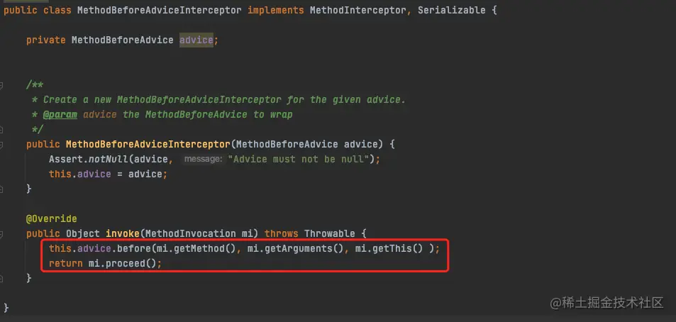 MethodBeforeAdviceInterceptor