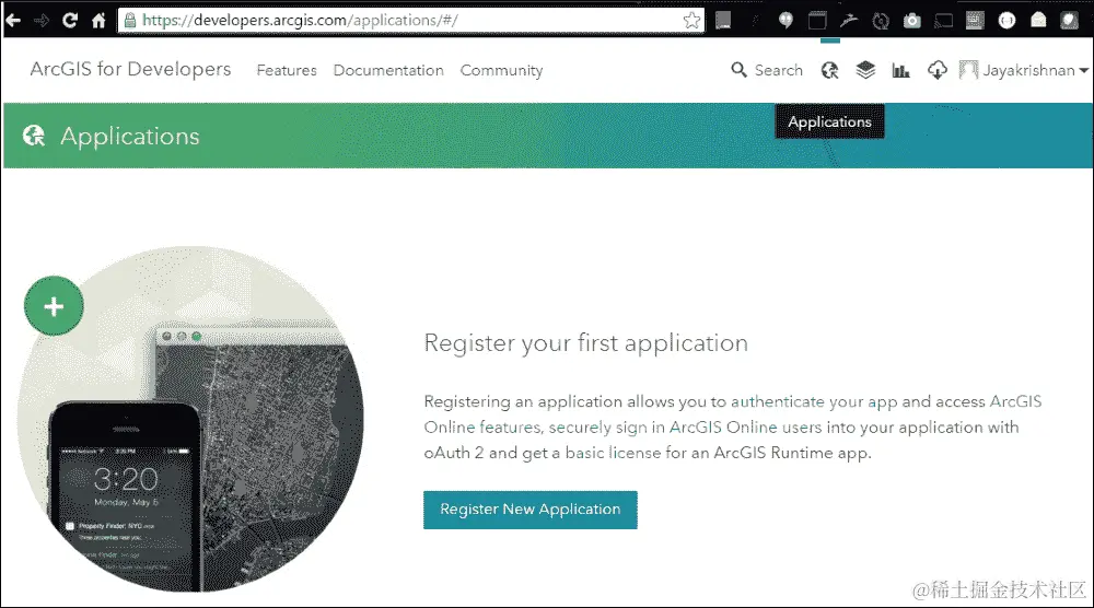 在开发者门户中注册应用程序