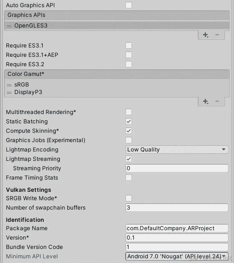 图 22.24 – AR Core 设置
