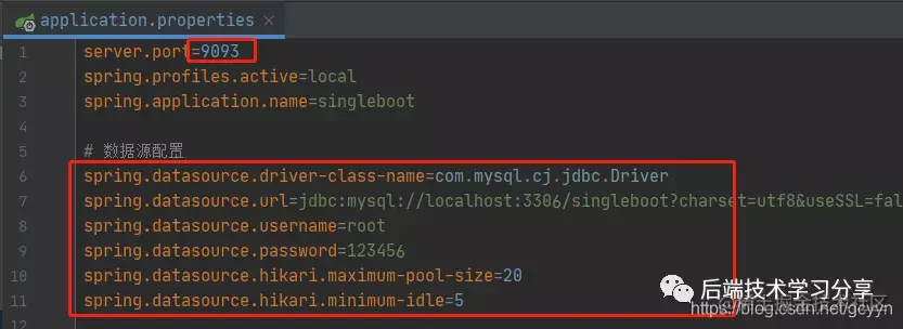 配置启动端口和数据源