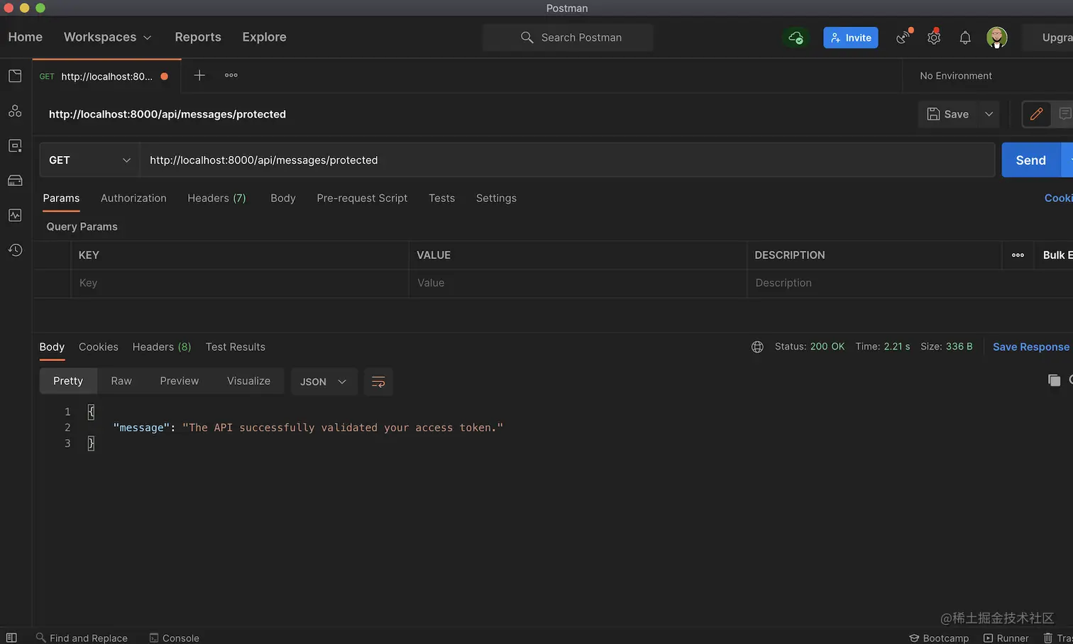 Protected Endpoint using Postman