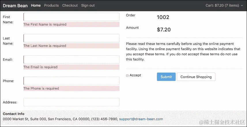 导航到结账视图