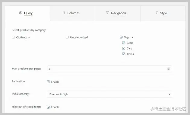 WooCommerce Product Table Query Tab
