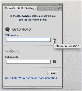 配置 PhoneGap 设置