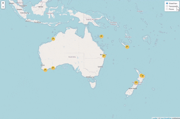 Leaflet map gif showing the different layers