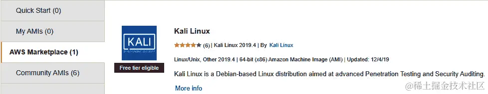 图 1.18 - Kali Linux EC2 实例