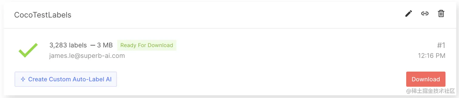 Screenshot showing prompt to export datasets or create Auto-Labels 