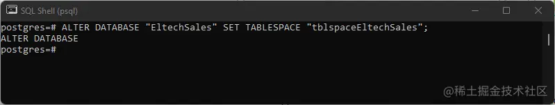 Change tablespace of postgresql database