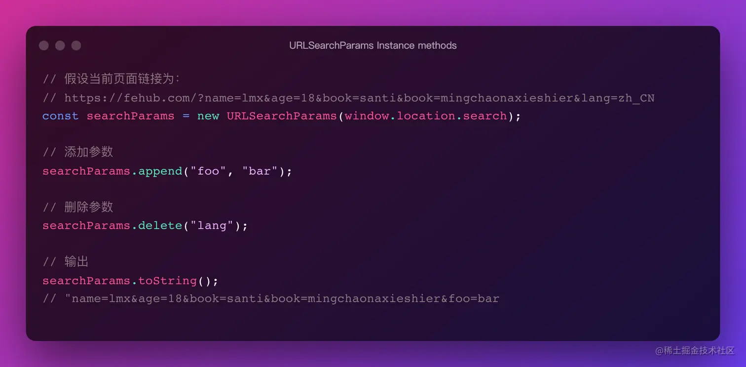 URLSearchParams Instance methods