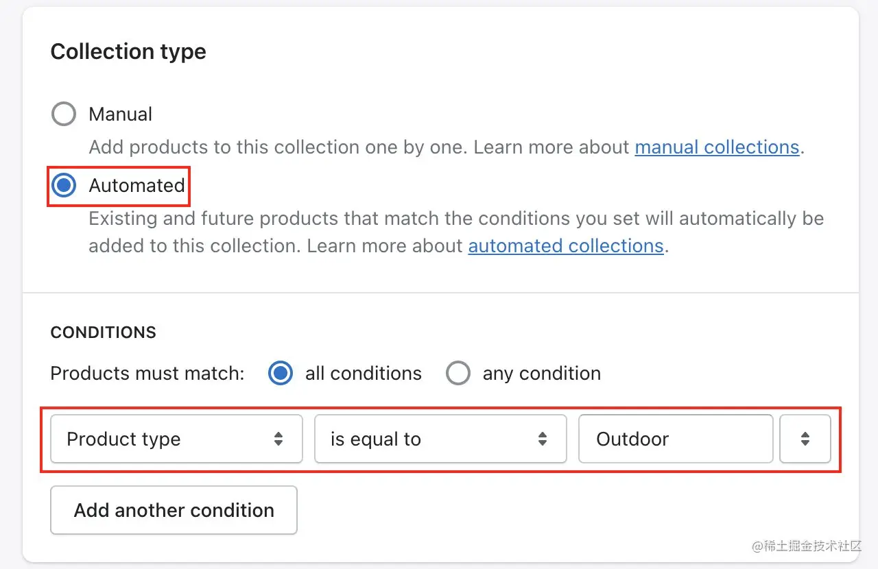 图3.4 – 创建集合及自动根据产品类型添加产品