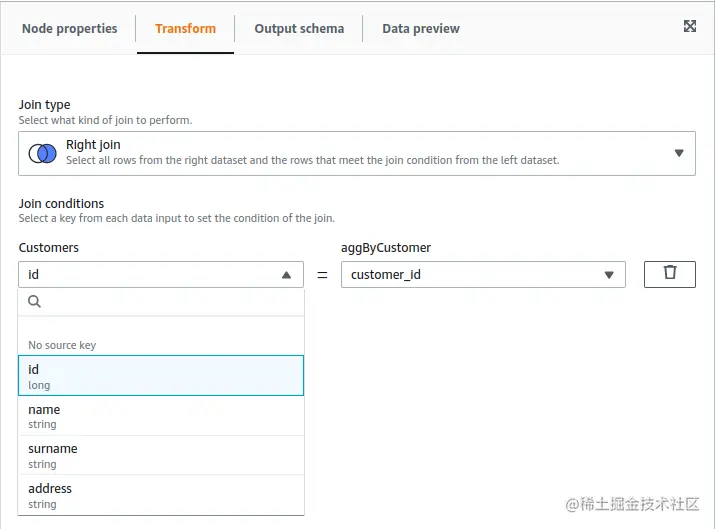 AWS Glue Studio - join type