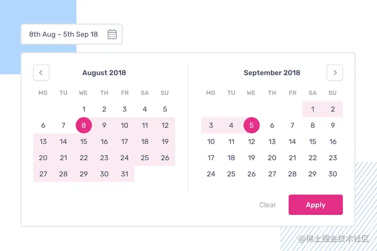 Mental models in UI-UX design - two date pickers to select a date range