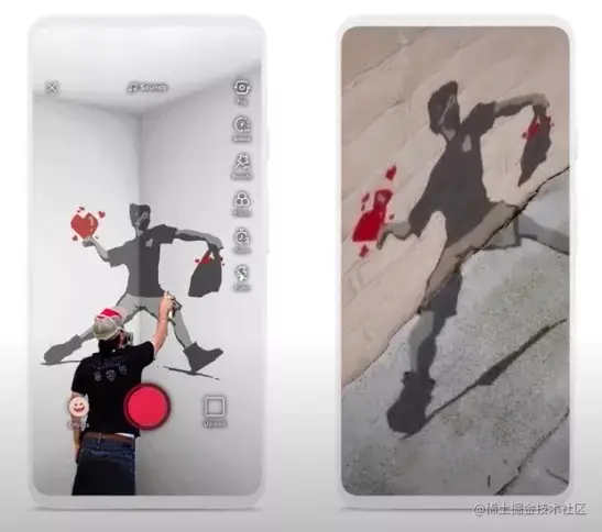 抖音开发了基于深度 API 的特效，用户可以将任意视频包覆到任意物品表面