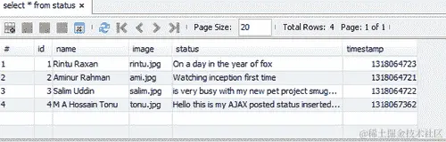 Inserting sample rows into the table