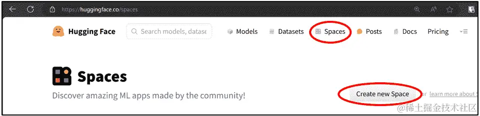 图 9.13 – Hugging Face Spaces 选择