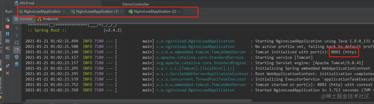 启动三个不同端口2