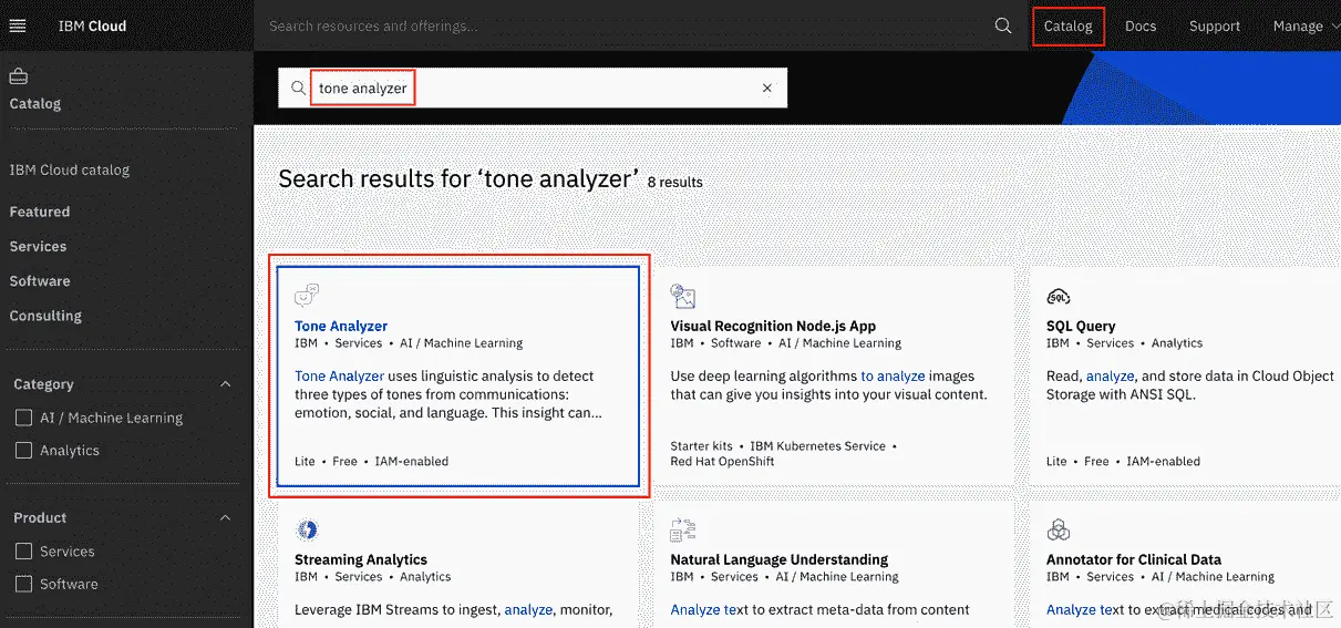 图 7.15 – 搜索 Watson 服务
