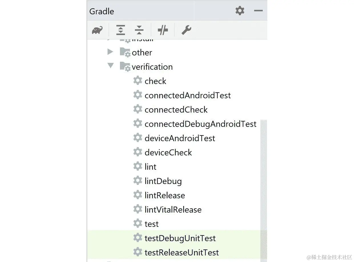 图 9.4：Android Studio 中的 Gradle 命令