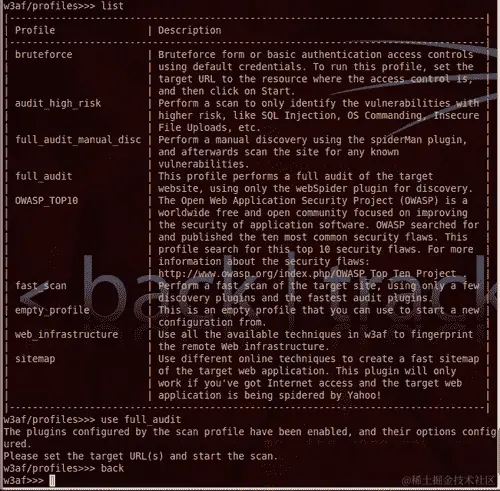 使用 w3af 控制台进行扫描