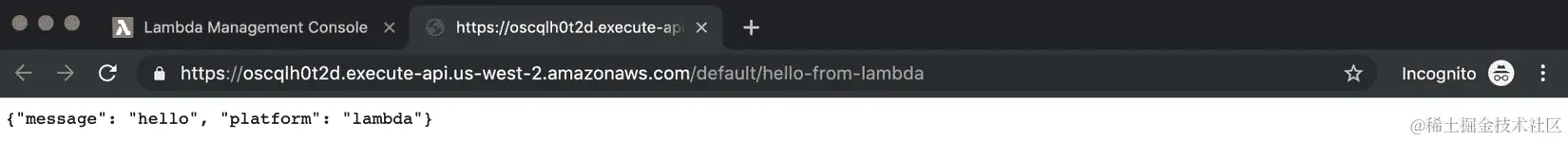 图 2.12：AWS Lambda – 函数响应