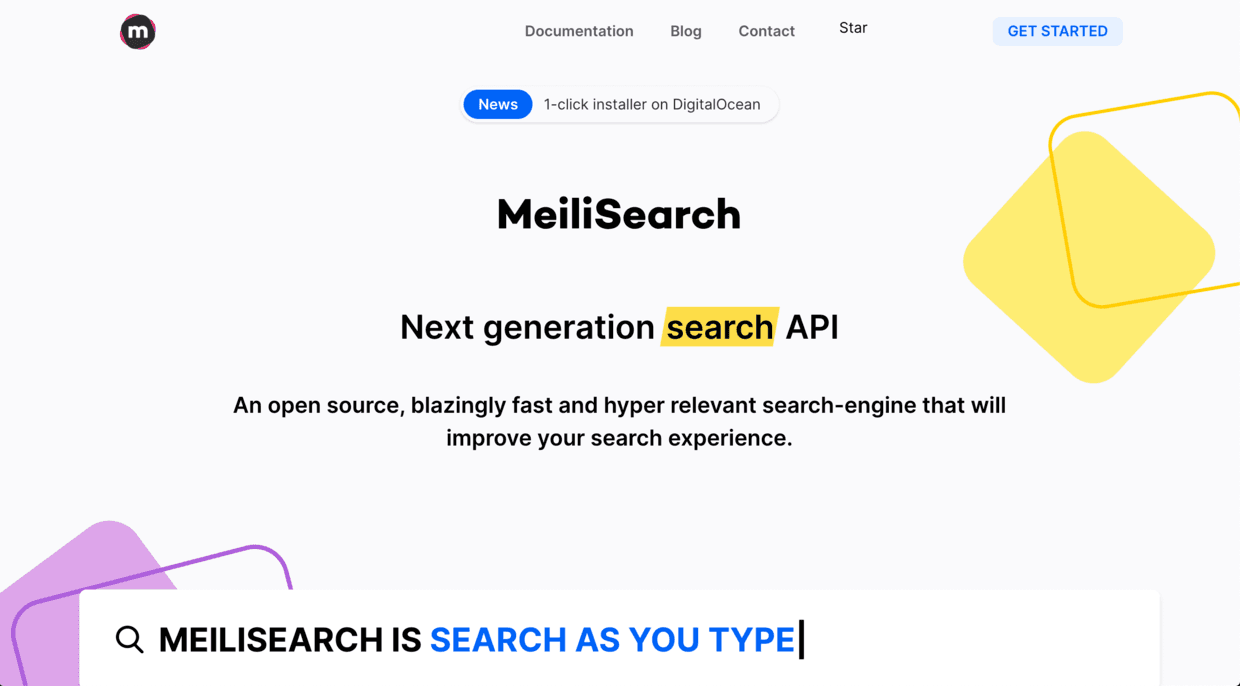 MeiliSearch 官网截图