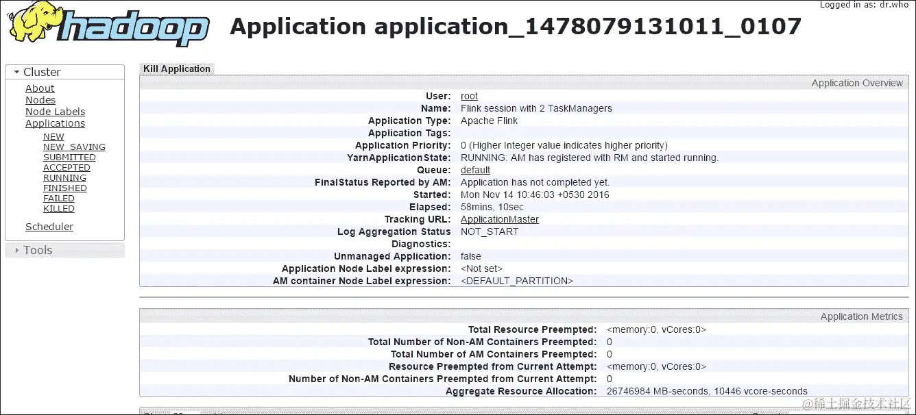 启动 Flink YARN 会话
