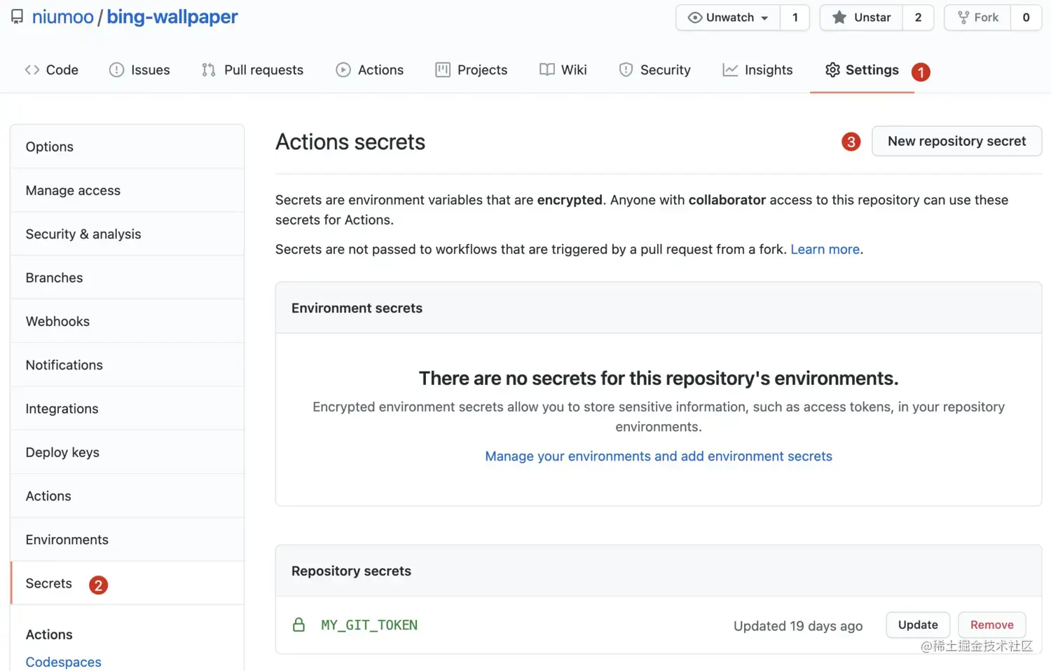 Github Actions Secrets
