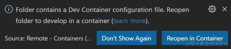 图 10.2-显示重新在容器中打开提示的屏幕截图