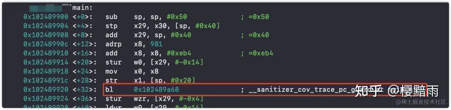 main函数跳转到 __sanitizer_cov_trace_pc_guard函数