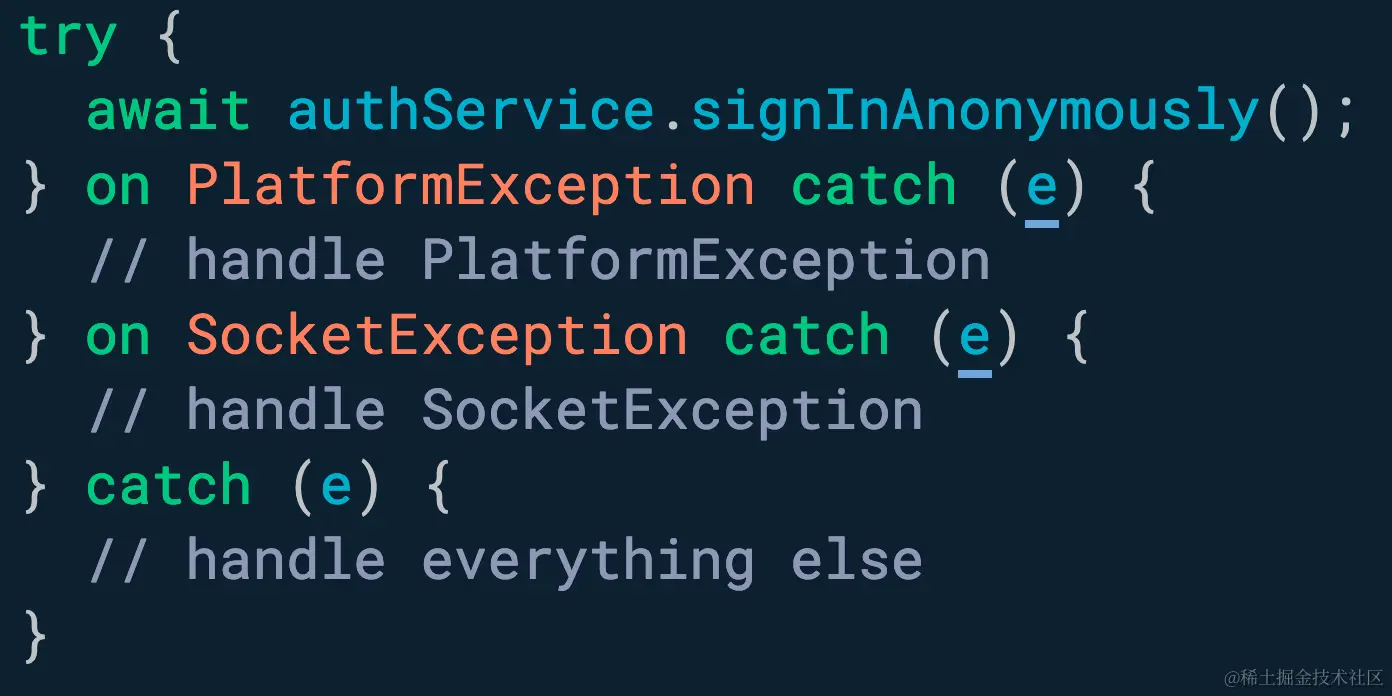 您可以使用多个 <code>on</code> 子句按类型捕获和处理异常。