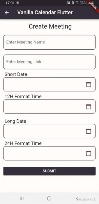 Flutter Calendar Widget Demo