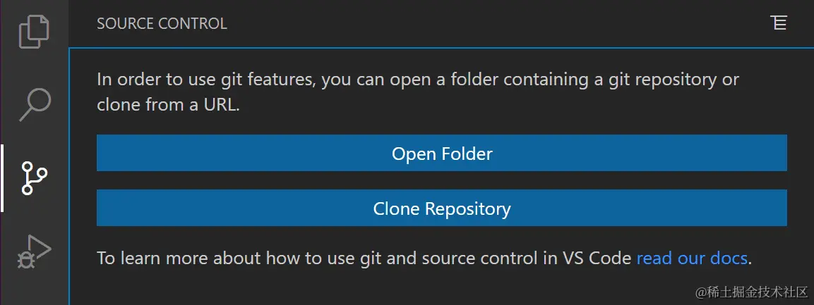 First run Source Control experience