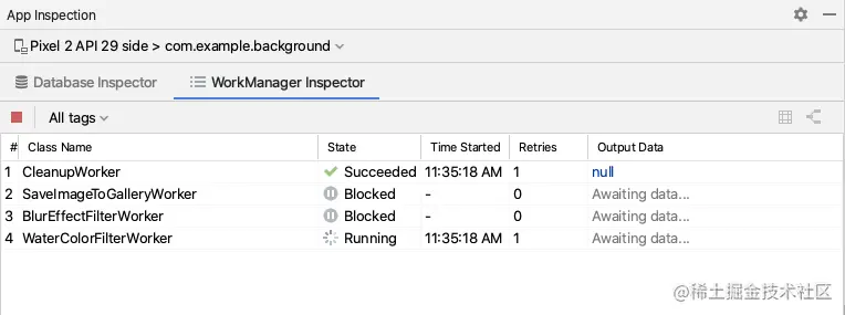 △ Background Tasks Inspector