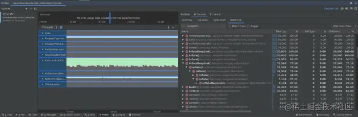 △ 在 Android Studio 中查看抽样的堆栈信息