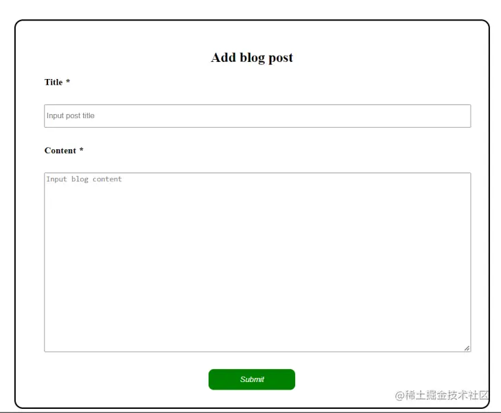 Add blog post page with title box and content box