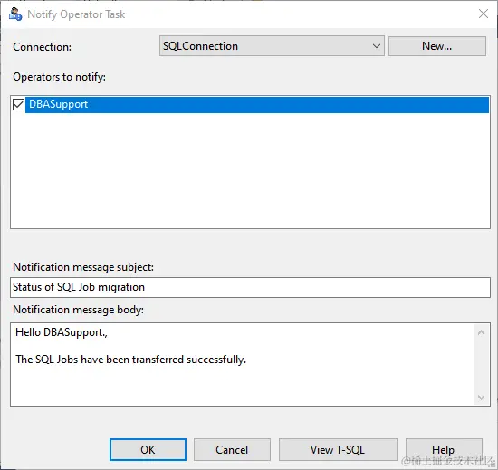 Configure Notify Operator task