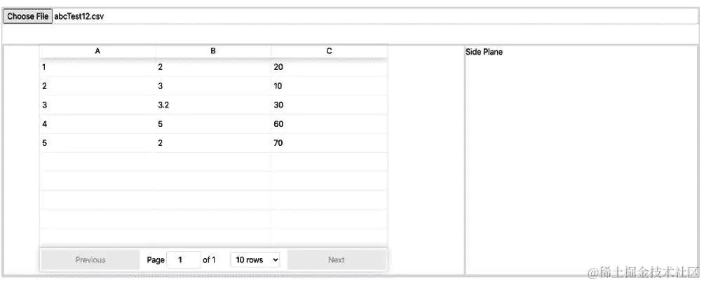 图 8.12 - 文件上传时显示的 DataTable 组件